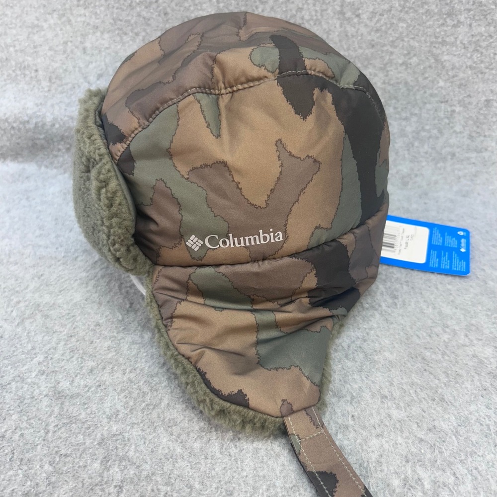 Columbia Camo Green Frosty Trail Trapper Hat Fleece Lined CY0113 Youth L/XL